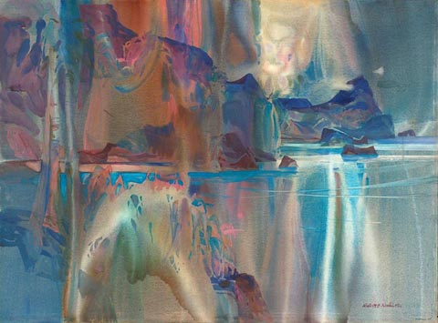 Robert E. Wood 1926-1999 Tropical Jewels, watercolor, 22 x 29
