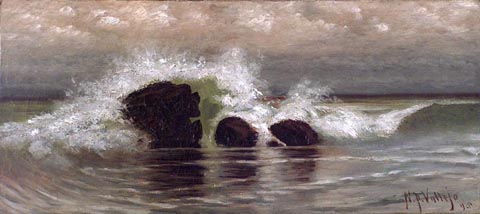 Napoleon Primo Vallejo 1850-1923 Crashing Waves, 1895, oil on canvas, 10 x 22