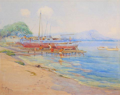 Grace Allison Griffith Diamond Head with Fishing Boats