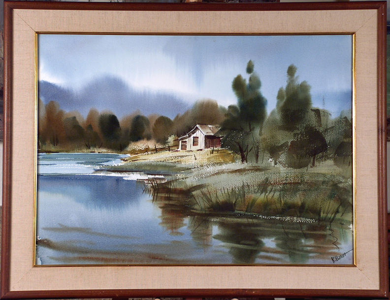 Ralph Baker Cabin by the Lake with current frame