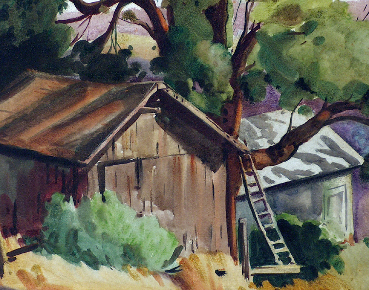 Ralph Baker Shed Ladder and Tree Closeup