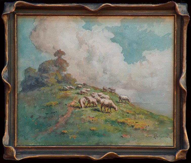 Carl Dahlgren Sheep on a Hillside with Frame