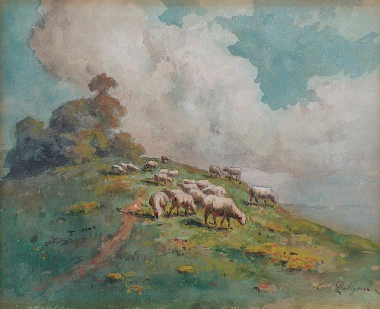 Carl Dahlgren Sheep on a Hillside