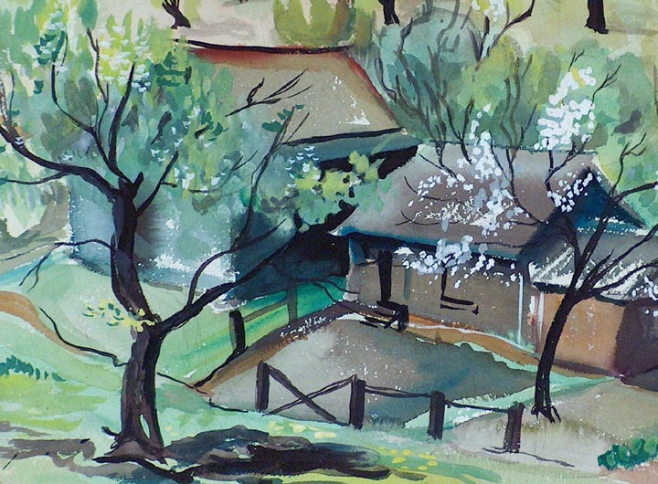 Virginia Chism Darce Spring Landscape 1944 Closeup