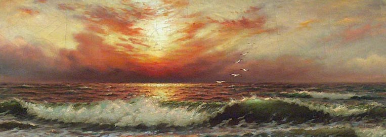 Richard Dey De Ribcowsky Sunset and Rolling Waves Closeup