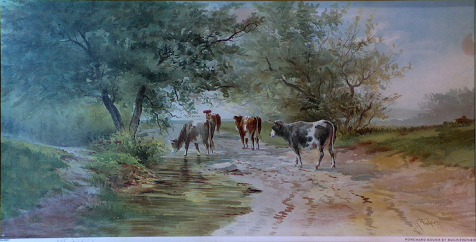 Hugo Anton Fisher Vintage Print 1893 Homeward Bound Cows California
