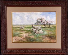 Hugo Anton Fisher Sheep in Spring Meadow Midsized Thumbnail