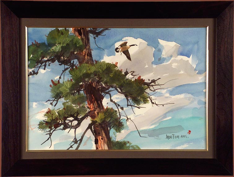 Jade Fon Great Canada Goose and Tree with Frame
