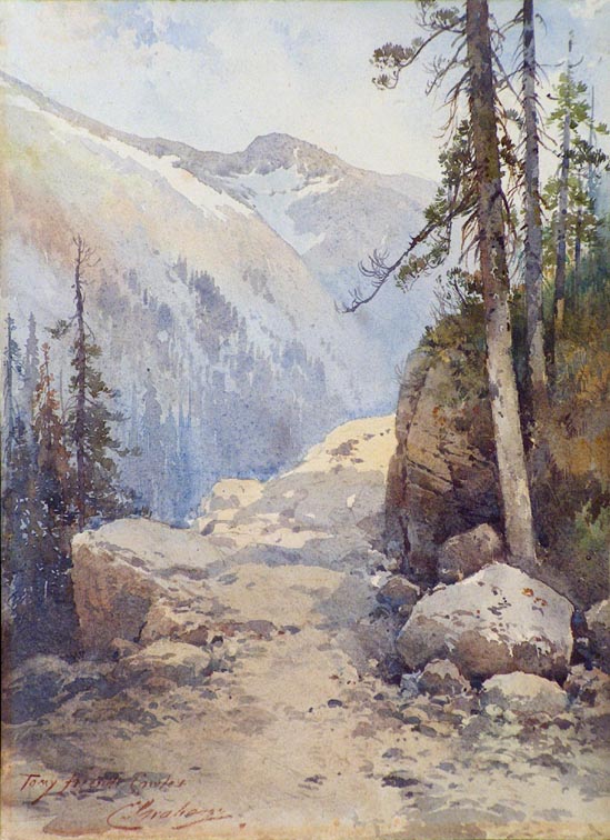Charles Graham Mountain Path and Conifers