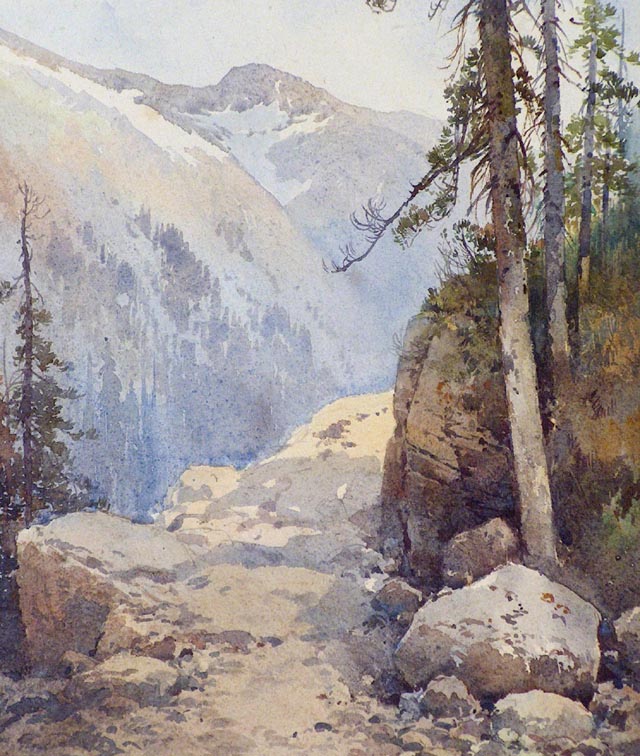 Charles Graham Mountain Path and Conifers Closeup
