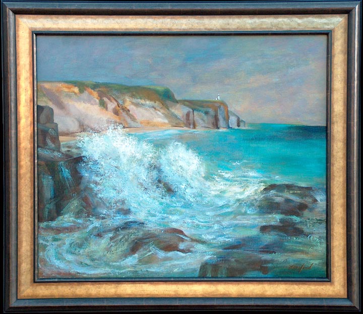 Joan Hanford Point Arena Lighthouse and Cliffs with frame