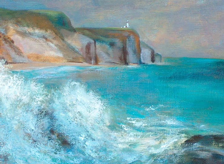 Joan Hanford Point Arena Lighthouse and Cliffs Closeup