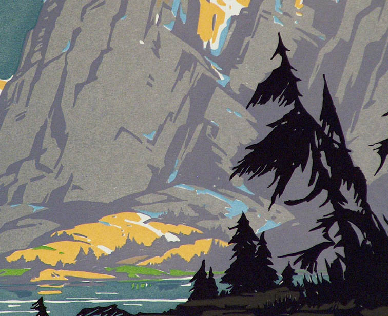 Sam Hyde Harris High Sierra Woodblock Closeup