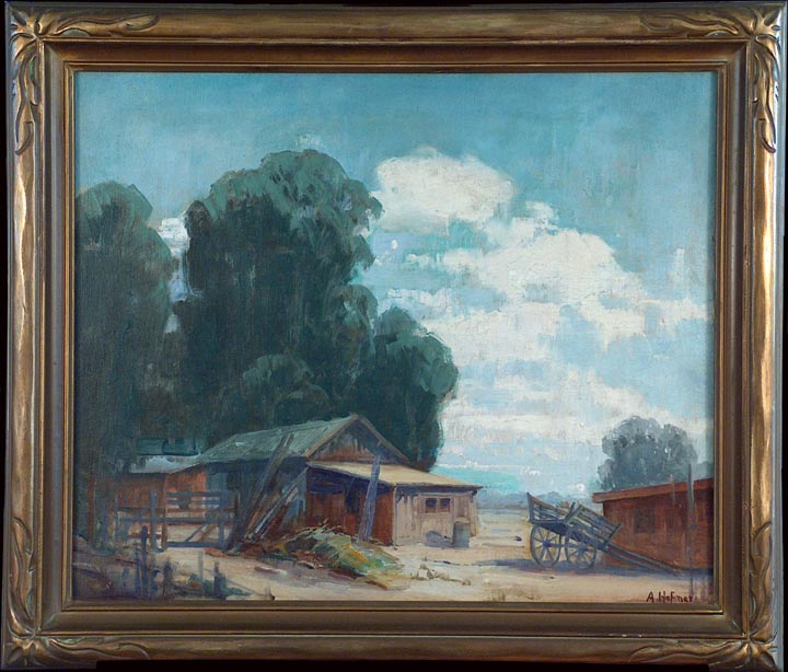 Anna Hefner Clouds Eucalyptus Ranch Sheds Eugene Oregon with Frame
