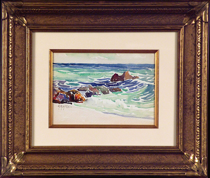 Anna Hills Laguna Shore with Frame Watercolor