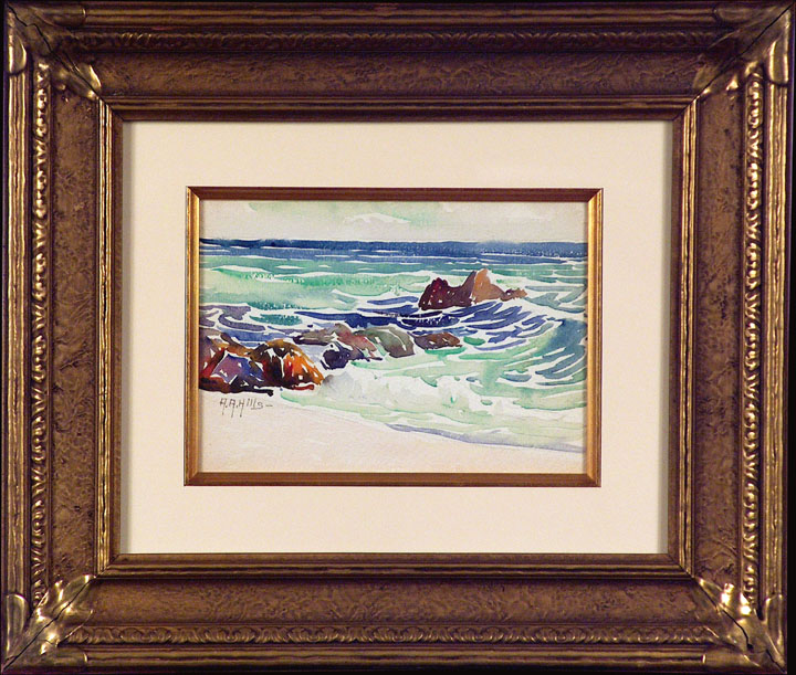 Anna Hills Laguna Shore with Frame Watercolor