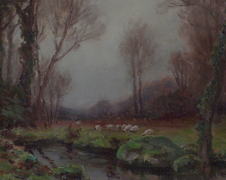 Anna Hills Wooded Stream and Sheep Closeup
