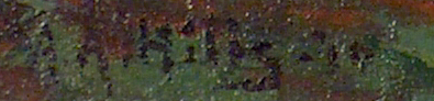 Anna Hills Wooded Stream and Sheep Signature and date