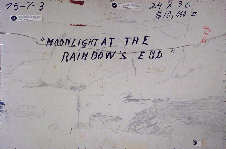 John W Hilton Moonlight at the Rainbow's End Verso Sketch