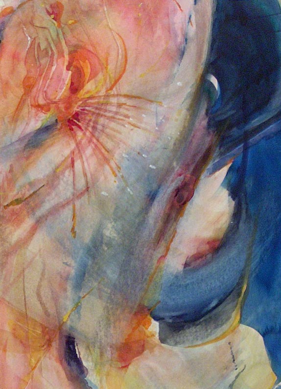 Thelma Speed Houston Blue and Red abstract Closeup