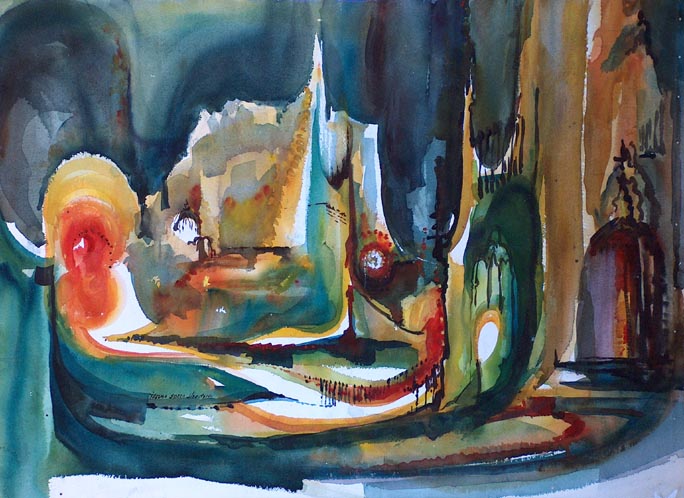 Thelma Speed Houston Church Door California Style Watercolor