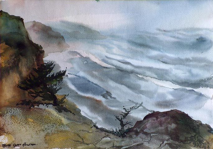 Thelma Speed Houston Aurora Borealis California Style Watercolor