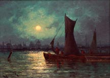 Carl Henrik Jonnevold Moonlight over the River Thames in London Midsized Thumbnail