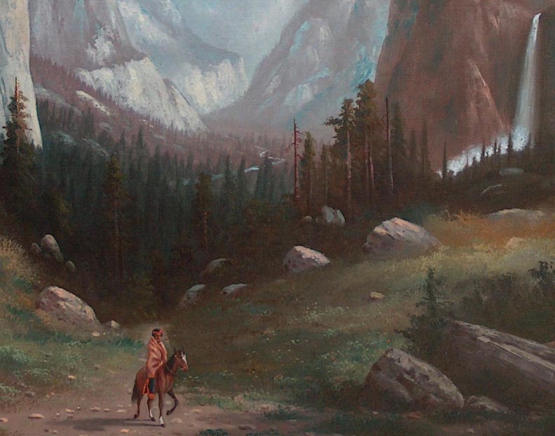 Carl Jonnevold Indian on horseback Yosemite Valley late 1880's Closeup