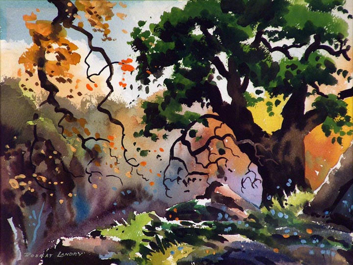 Robert Landry Falling Leaves Watercolor