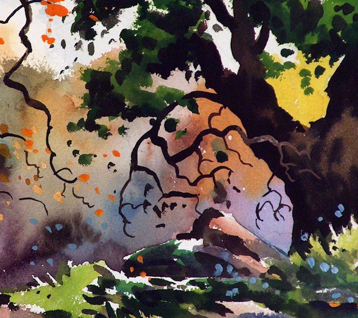 Robert Landry Falling Leaves Watercolor Closeup