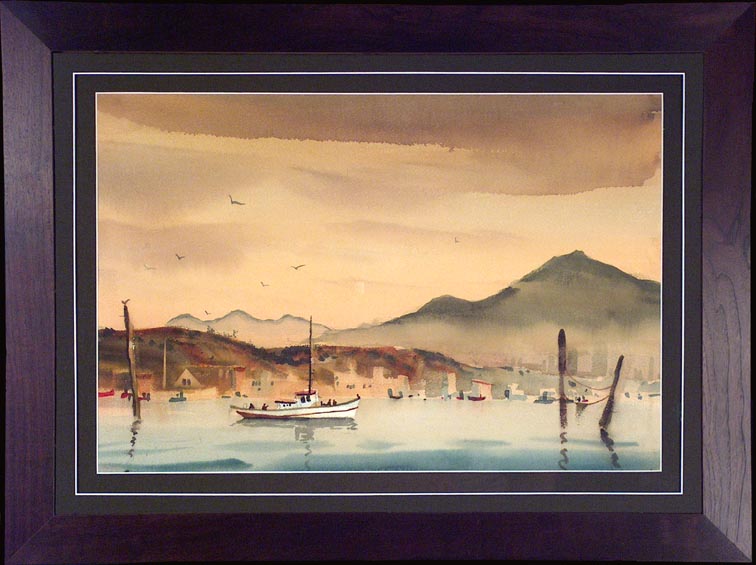 Robert Landry Geese at Rivers End Verso with Frame