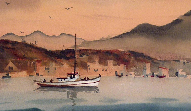Robert Landry Geese at Rivers End Verso Closeup