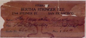 Bertha Stringer Lee Hay Barge San Francisco Bay Label Verso
