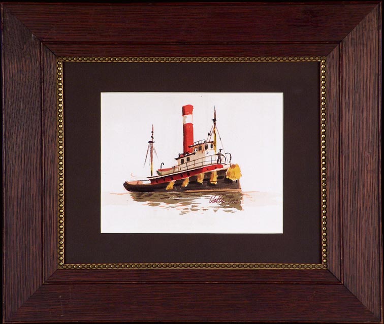 Jake Lee Tug Boat with Figure with Frame