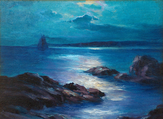 Leon Lundmark Moonlight Nocturne California Coast