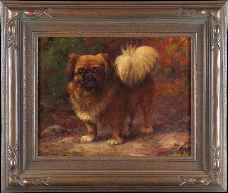 Gustave Adolph Magnussen Pekingese Dog with Frame