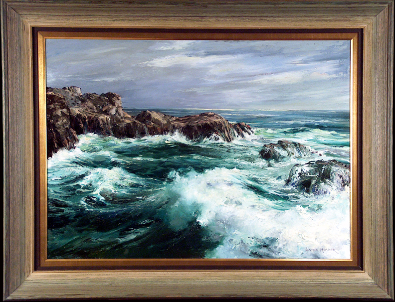 Joshua Meador Coastal Rocks and Crashing Waves with Frame