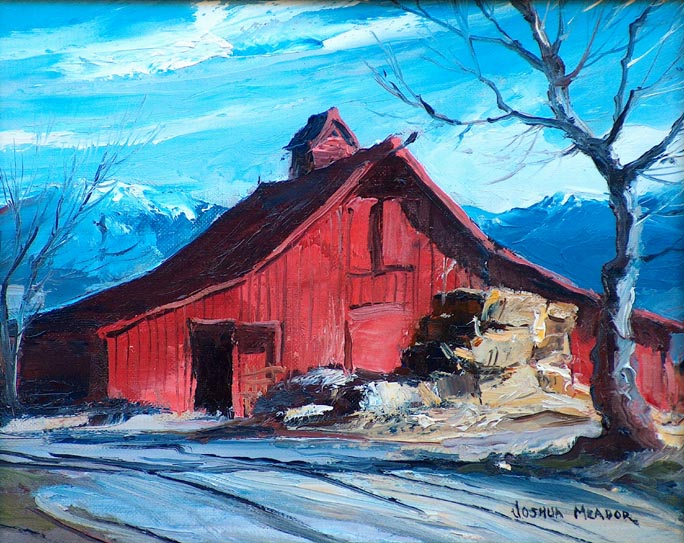 Joshua Meador Red Barn near Bishop California Eastern Sierra