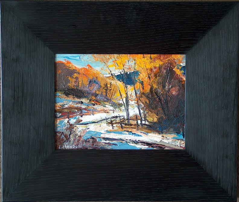 Joshua Meador Snowfall's Golden Moment with dark oak frame