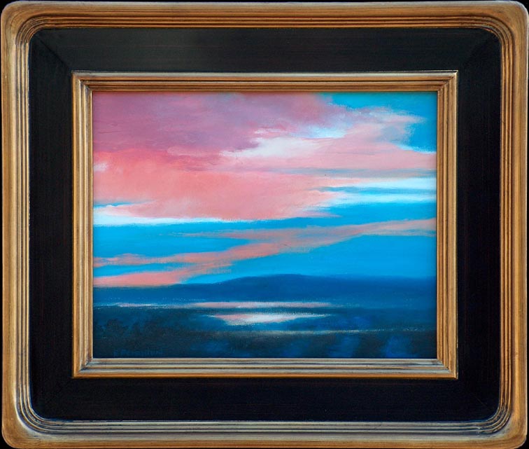 Ellen Parentoni Abstract Village on a River with Frame