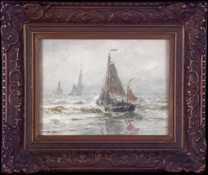 William Frederick Ritschel Boats in the Surf with Frame