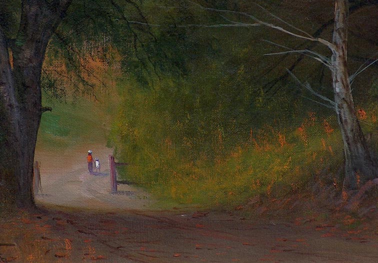 James Everett Stuart Road Oak and Bay Trees Closeup