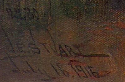 James Everett Stuart Road Oak and Bay Trees Signature