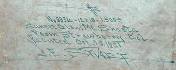 James Everett Stuart Mount Shasta 1921 Signature Verso