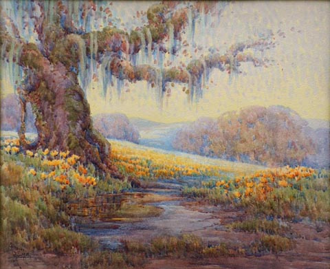 Grace Allison Griffith, Mossy Oaks and Poppies, 13 1/4 x 161/2 Watercolor on paper