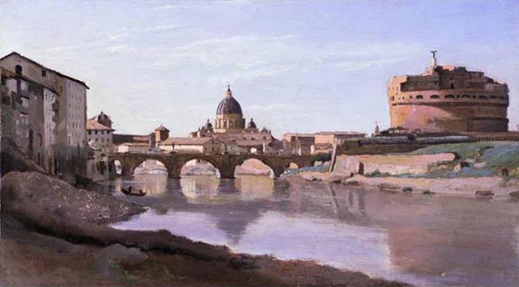 Jean Baptiste Camille Corot The Bridge and Castel SantAngelo