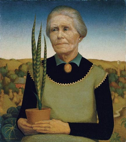 Grant Woods Woman with Plants