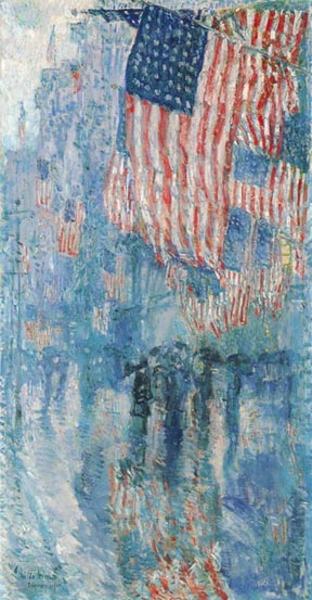 Child Hassam Avenue in the Rain 1917 White House Collection