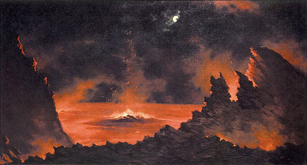 Jules Tavernier Volcano at Night 1880s