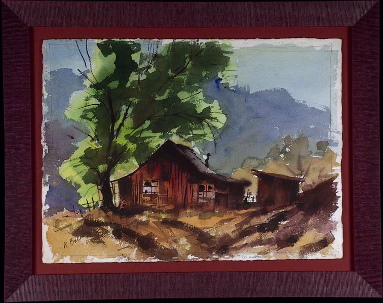 Ralph Baker Deserted Cabin with Tree with Frame